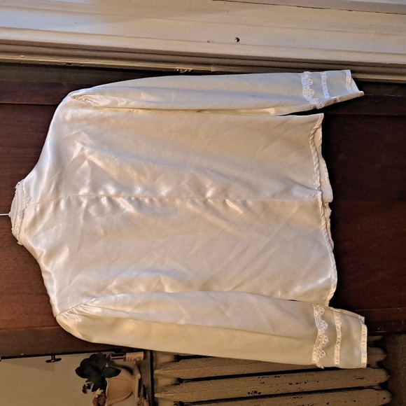 Gunne Sax By Jessica McClintock Vintage Cream Silky Pearl Button Lace Blouse - Picture 6 of 6